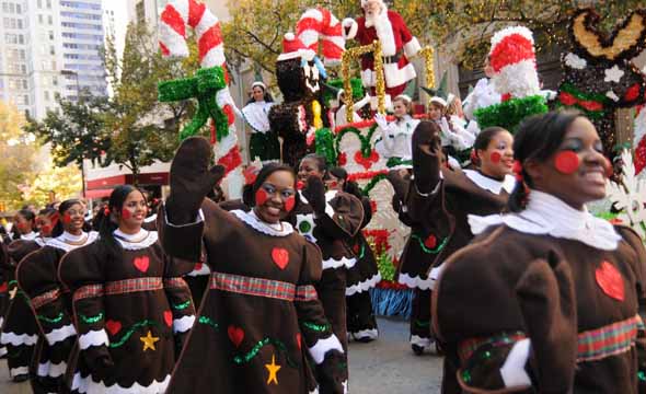 The High Hats have marched in the annual Adolphus Children's Christmas parade for multiple years in the past.  Here, they march as Gingerbread Women. 