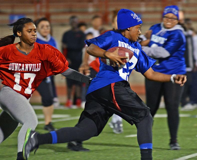 The Powder Puff tournament is a heated competition between the two upper classes. (Photo By: Chrystal Rhone)