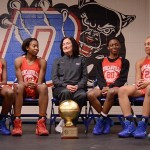 Myles Delgado sits down with Pantherettes seniors and Coach Cathy Self Morgan. (Karla Estrada photo)