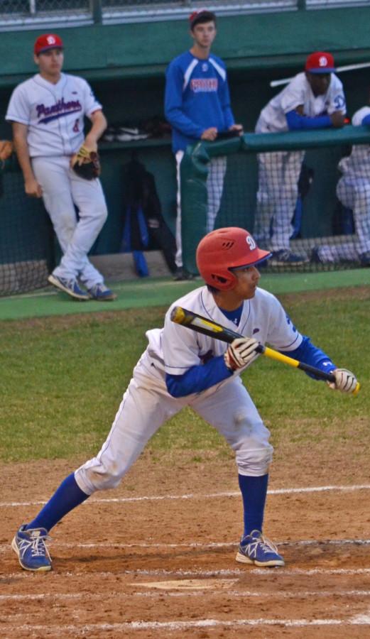 One player takes a bunt in the game vs Mansfield in March.