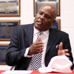 Former Skyline coach Reginald Samples lays out his plan for the Panther football program after being introduced as the new head football coach for the Duncanville Panthers. He comes from Dallas ISD where he has compiled a record of 100-22 with 19 playoff game appearances in six seasons. (Karla Estrada photo)