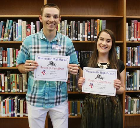 Lauren Jameson and Blake Dial pose with their awards. (Photo by Kate Hernandez)