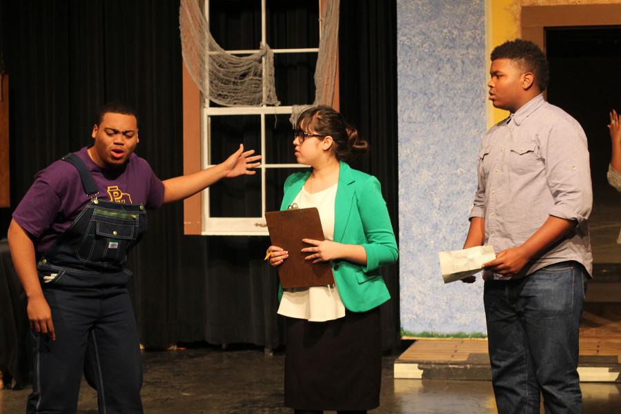 Theatre students act out a scene in Your Guest are Ghost. (Photo by Ruth Thunderhawk)