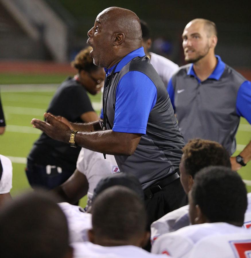 Coach Reginald Samples was glad to pick up the win against his former team but he told his team at the end they still have work to do after their 3-0 start. (Ricardo Martin Photo)