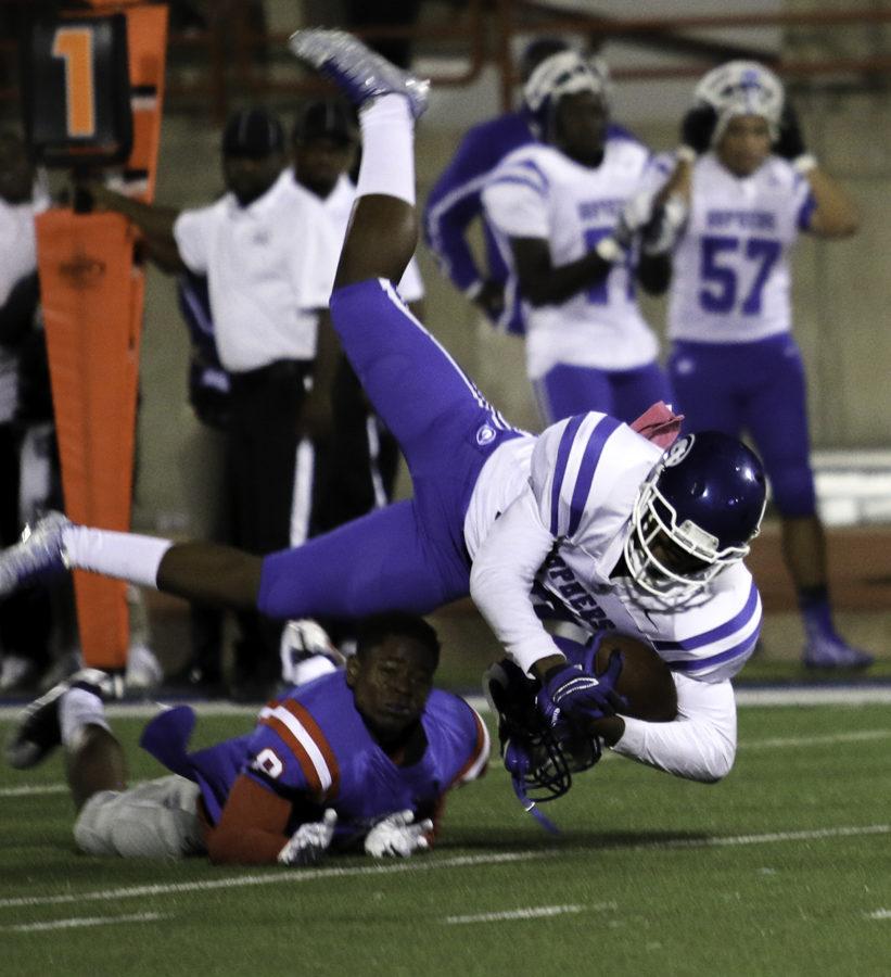 Helmets were flying during the most recent matchup between Duncanville and Grand Prairie since both were looking for a playoff spot. The Panthers came out on top and moved to the playoffs. (Reece Rodriguez photo)