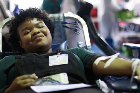 Junior Madison Cooper participated in a recent Student Council blood drive at the school. (Bailey Boelter photo)